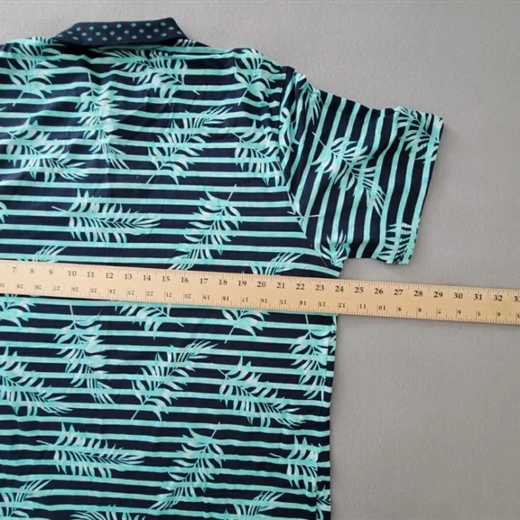 Laf Mens Polo Listrada Golf Shirt Green Tropical Short Sleeve Palm Leaves 39 New - Picture 3 of 10